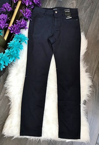 NAVY BLUE DIAMONTE CHINO TROUSERS