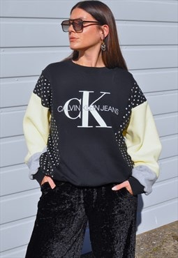 Y2K vintage reworked Calvin Klein polka dot fleece jumper