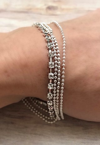 SILVER COLOURED DIAMONTE BRACELET