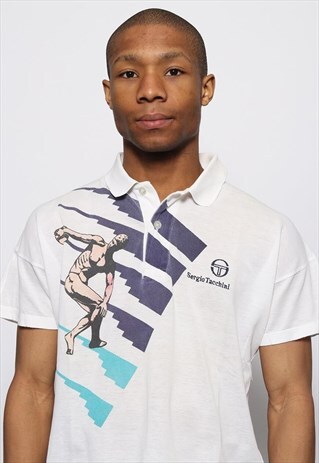 VINTAGE SERGIO TACCHINI LOGO POLO SHIRT WHITE