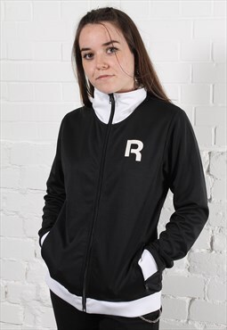 Vintage Reebok Track Jacket in Black with Spell Out Logo