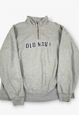 Vintage old navy 1/4 zip logo sweatshirt grey xl BV17989