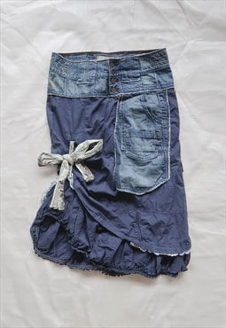 vintage y2k gorpcore avant garde indie denim midi skirt