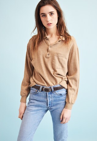 90'S RETRO KNITTED OVERSIZED NEUTRAL DADS JUMPER TOP