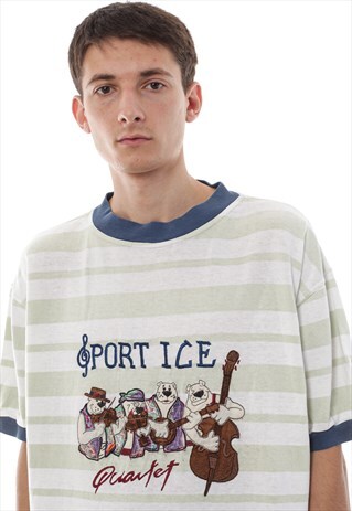 VINTAGE ICEBERG T SHIRT TEE STRIPED 80S