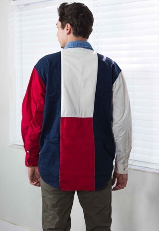 VINTAGE TOMMY HILFIGER SHIRT LOGO 90S S 16.5