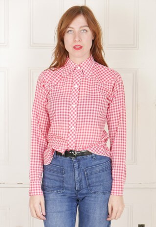 70S WESTERN COWBOY CHECK SHIRT