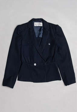 '80s sportmax navy shoulder pads long sleeved jacket