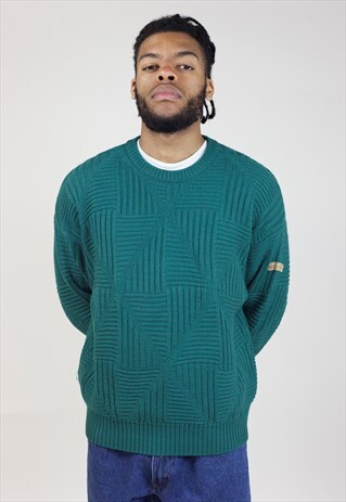 VINTAGE 90S ADIDAS GREEN KNIT JUMPER