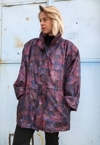 VINTAGE 80' OLDSCHOOL COOL UNISEX PURPLE SHINY JACKET