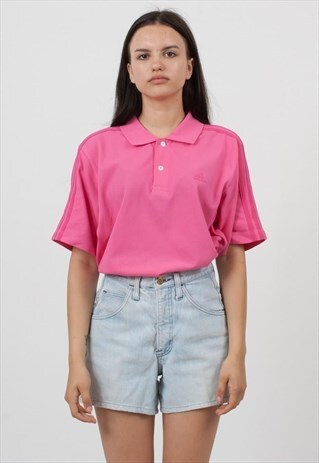 VINTAGE PINK ADIDAS SHORT SLEEVE POLO SHIRT TOP
