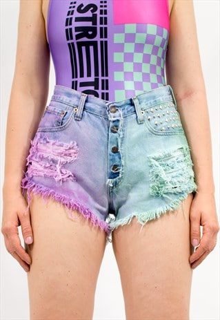 LEVIS SHORTS ONE OF A KIND DENIM IN TIE DYE DISTRESSED