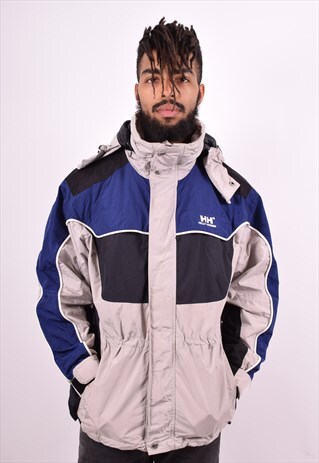 HELLY HANSEN MENS VINTAGE WINDBREAKER JACKET MEDIUM GREY 90'