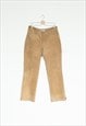 VINTAGE 70S STRAIGHT FIT BROWN SUEDE TROUSERS WITH LACE M