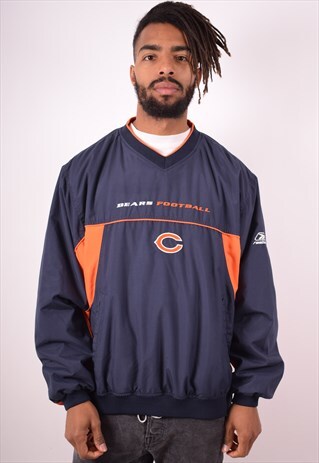 NFL MENS VINTAGE BEARS PULLOVER TRACKSUIT TOP LARGE BLUE 90S