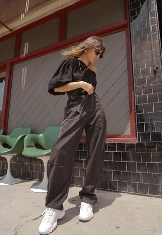 BLACK PAPER BAG TROUSERS