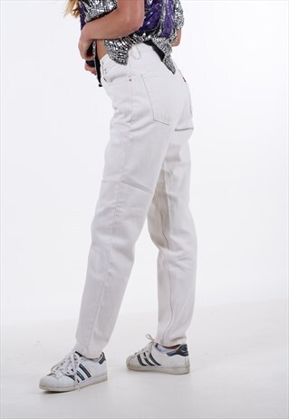 LEVI'S 550 WHITE HIGH WAISTED DENIM JEANS