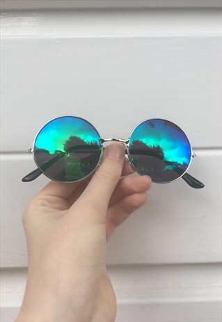 VINTAGE JOHN LENNON STYLE HOLOGRAPHIC CIRCLE SUNGLASSES