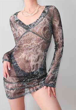 Dark Delicate Thoughts Paisley Mesh Dress