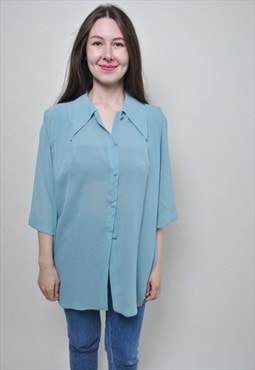 Minimalist light blouse, vintage oversized button up shirt