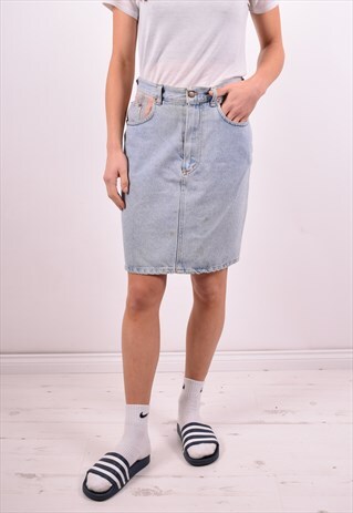 WOMENS VINTAGE DENIM SKIRT W28 BLUE 90'S