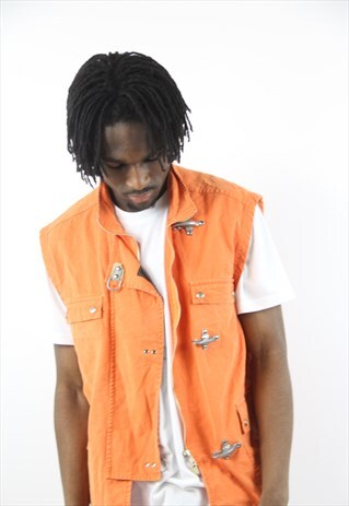 VINTAGE FAY 90'S STYLE SLEEVELESS ORANGE JACKET