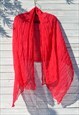 VINTAGE HOT PINK VISCOSE CRINKLED BIG SHAWL,SCARF