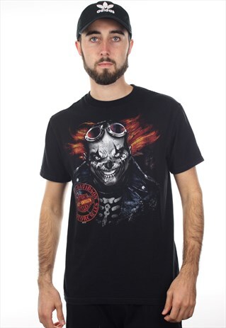 VINTAGE HARLEY-DAVIDSON GRAPHIC PRINT HALLOWEEN T SHIRT TEE