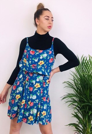 VINTAGE REWORKED PATTERN GRUNGE SWING DRESS