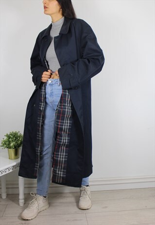 VINTAGE BURBERRY CHECK LINED TRENCH COAT JACKET