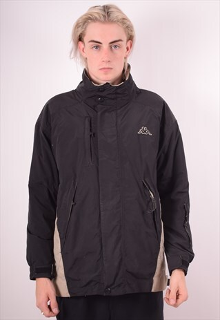 KAPPA MENS VINTAGE JACKET LARGE BLACK 90S