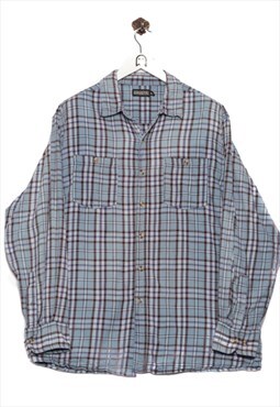 Vintge  Dakota Flannel Shirt Checkered Pattern Blue/Checkere