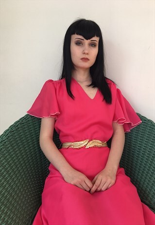 70S ANGEL WINGS PINK MAXI DRESS
