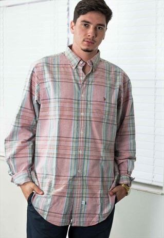 NEW VINTAGE POLO RALPH LAUREN SHIRT FLANNEL LOGO 90S XL 14.2
