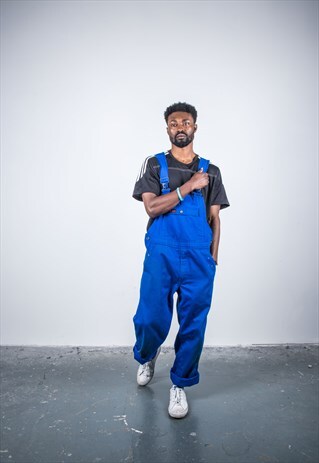 VINTAGE BLUE DENIM PAINT DUNGAREES