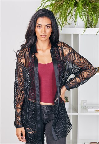 BLACK EMBROIDERED BLOUSE WITH COLLAR