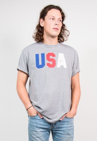 90'S VINTAGE NIKE GREY USA T-SHIRT