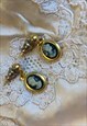 Vintage Cameo Drop Gold Earrings baroque regency style