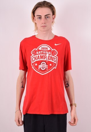 NIKE MENS VINTAGE T-SHIRT TOP LARGE RED 90S