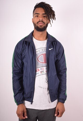 NIKE MENS VINTAGE TRACKSUIT TOP JACKET SMALL NAVY BLUE 90S