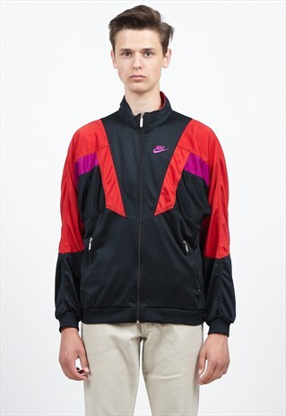 VINTAGE BLACK RED NIKE ZIP TRACK JACKET