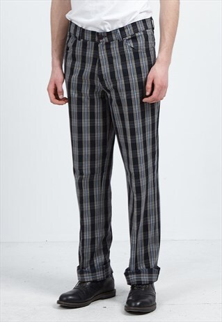 VINTAGE BLUE INSCENE CHECKERED TROUSERS BOTTOMS