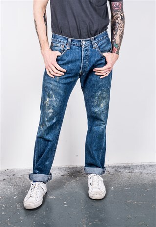VINTAGE BLUE LEVI'S 501 PAINT JEANS