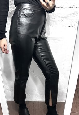 Black Faux Leather Crop Mod Pants 
