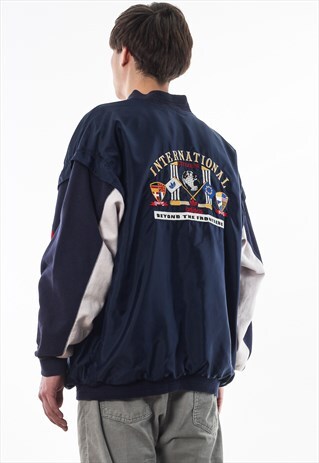 VINTAGE ADIDAS ORIGINALS INTERNATIONAL BOMBER 90S BLUE
