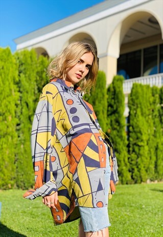 VINTAGE 80'S MULTICOLOR GEOMETRIC PRINTED ARSTY RARE SHIRT