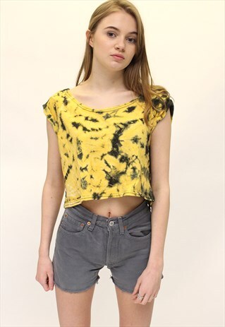 VINTAGE HIGH WAISTED DENIM SHORTS -GREY