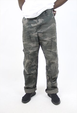 VINTAGE CAMO GREY 90'S TROUSERS