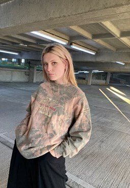 Vintage 80s Hugo Boss Embroidered Tie Dye Grunge Sweatshirt