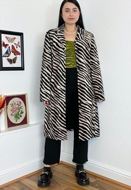 Vintage 90s velvet zebra pattern coat